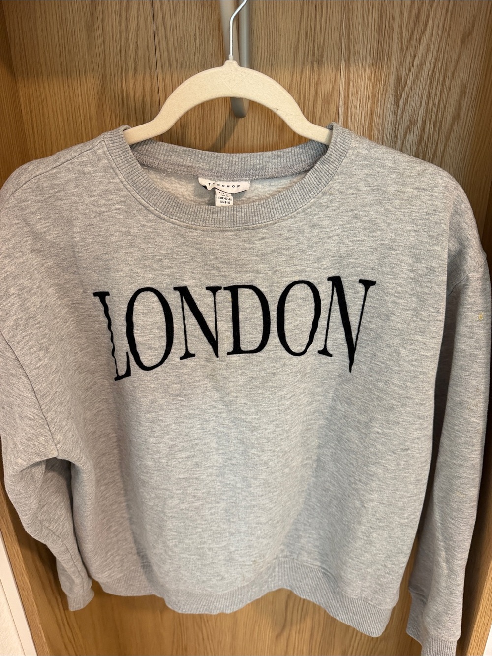 Topshop Grey Crewneck Sweater with Black "LONDON" Text